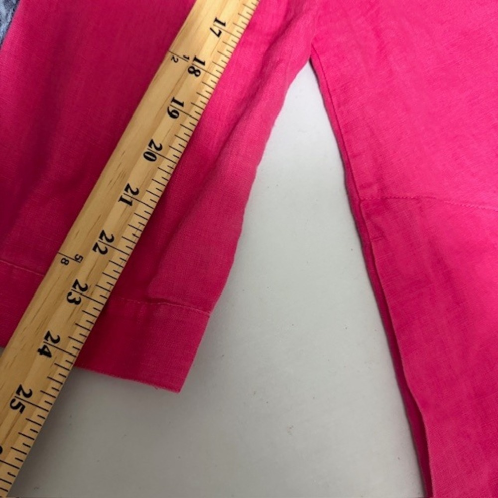 Lafayette 148 100% Linen Button Down Tunic Shirt Dress Fuchsia Pink M Pockets - Picture 7 of 9